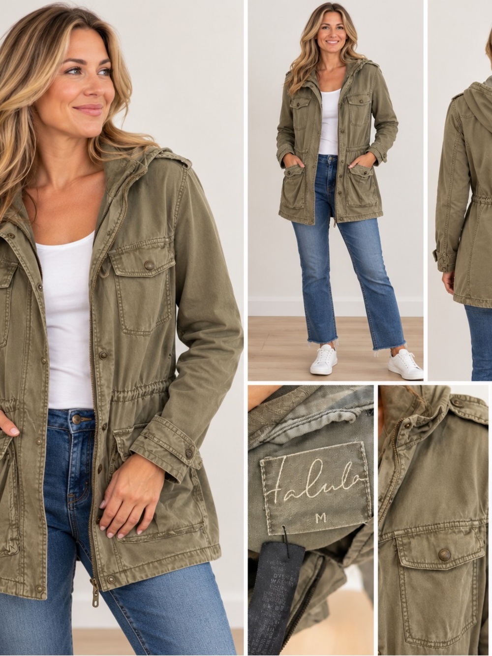 Aritzia Utility Hooded Jacket in Olive Green